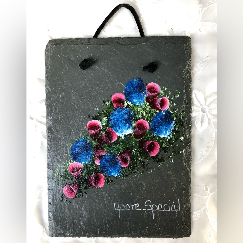 Artist Hand Painted Slate You’re Special Floral Hanger